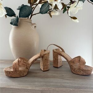 Lulu's Tan Cork Platform Heels